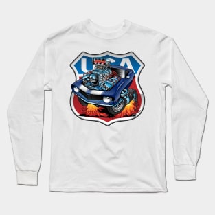 USA Classic Muscle Car Pride Cartoon Long Sleeve T-Shirt